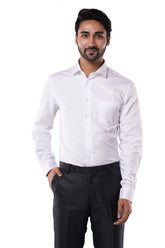 White 100% Cotton Pixel Dobby Formal Shirt for Men | Tangible Luxe Texture Classic Fit