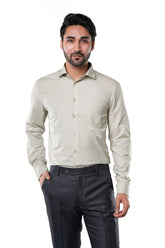 Almond Beige 72% Poly 28% Cotton Formal Shirt for Men | Tangible Executive Fil-a-Fil Long Sleeve Classic Fit