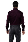 Merlot Plum 98% Cotton 2% Elastane Full Sleeve Formal Shirt for Men | Tangible Luxe Satin Finish Classic Fit Shirt