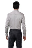 Stone Taupe 98% Cotton 2% Elastane Full Sleeve Formal Shirt for Men | Tangible Luxe Satin Finish Classic Fit Shirt