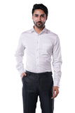 Pearl White 98% Cotton 2% Elastane Full Sleeve Formal Shirt for Men | Tangible Luxe Satin Finish Classic Fit Shirt