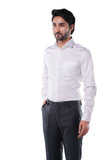 Pearl White 98% Cotton 2% Elastane Full Sleeve Formal Shirt for Men | Tangible Luxe Satin Finish Classic Fit Shirt