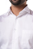 Pearl White 98% Cotton 2% Elastane Full Sleeve Formal Shirt for Men | Tangible Luxe Satin Finish Classic Fit Shirt