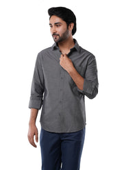 Graphite Black 100% Cotton Oxford Shirt for Men | Tangible Signature Casual Classic Fit