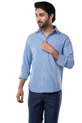 Coastal Blue 100% Cotton Oxford Shirt for Men | Tangible Signature Blue Casual Classic Fit