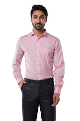 Blush Pink 80% Poly 20% Cotton Formal Shirt for Men | Refined Micro Checks Classic Fit