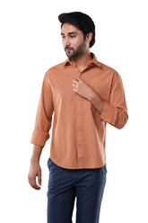 Amber Brown 100% Slub Cotton Shirt for Men | Tangible Pure Cotton Casual Classic Fit Shirt