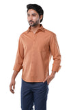 Amber Brown 100% Slub Cotton Shirt for Men | Tangible Pure Cotton Casual Classic Fit Shirt