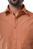 Amber Brown 100% Slub Cotton Shirt for Men | Tangible Pure Cotton Casual Classic Fit Shirt