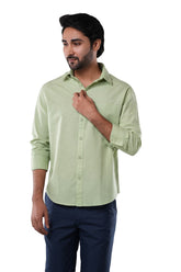 Sage Mist 100% Slub Cotton Green Shirt for Men | Tangible Casual Long Sleeve Classic Fit