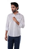 Pure White 100% Slub Cotton Shirt for Men | Tangible Casual Pure Cotton Classic Fit Shirt