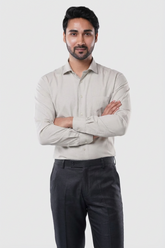 Olive Mist 80% Poly 20% Cotton Full Sleeve Formal Shirt for Men | Refined Micro Checks Classic Fit Classic Shirt