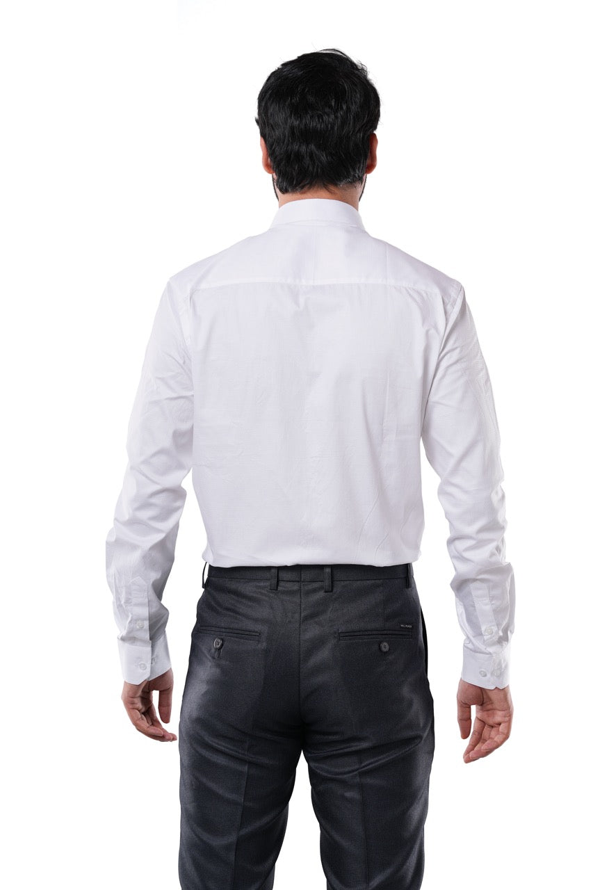 100% Cotton White Dobby Formal Shirt for Men | Tangible Signature Arrow Texture Classic Fit
