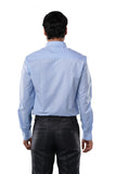 Ocean Blue 72% Poly 28% Cotton Formal Shirt for Men | Executive Fil-a-Fil Long Sleeve Classic Fit