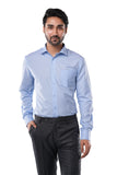 Ocean Blue 72% Poly 28% Cotton Formal Shirt for Men | Executive Fil-a-Fil Long Sleeve Classic Fit
