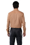 Rustic Almond Beige 72% Poly 28% Cotton Formal Shirt for Men | Tangible Executive Fil-a-Fil Long Sleeve Classic Fit