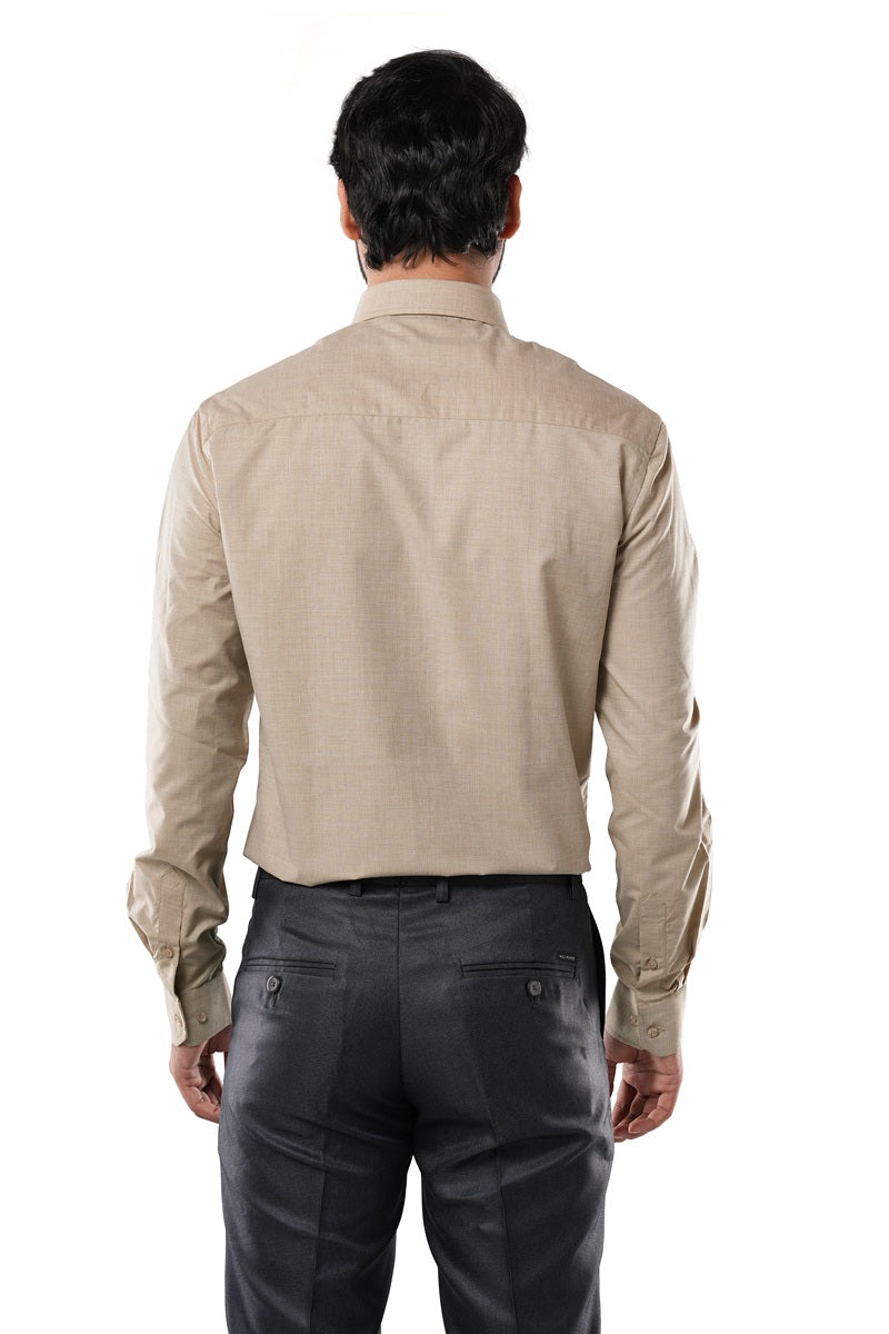 Sandstone Khaki 72% Poly 28% Cotton Formal Shirt for Men | Tangible Executive 72% Polyester + 28% Cotton  Fil-a-Fil Classic Fit