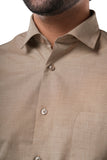 Sandstone Khaki 72% Poly 28% Cotton Formal Shirt for Men | Tangible Executive 72% Polyester + 28% Cotton  Fil-a-Fil Classic Fit
