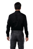 Onyx Black 98% Cotton 2% Elastane Full Sleeve Formal Shirt for Men | Tangible Luxe Satin Finish Classic Fit Black Shirt