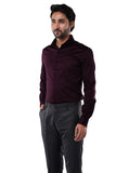 Merlot Plum 98% Cotton 2% Elastane Full Sleeve Formal Shirt for Men | Tangible Luxe Satin Finish Classic Fit Shirt