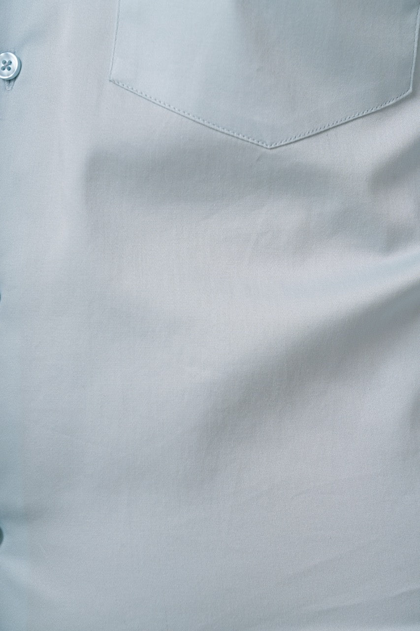 Mist Blue 98% Cotton 2% Elastane Full Sleeve Formal Shirt for Men | Tangible Luxe Satin Finish Classic Fit Shirt