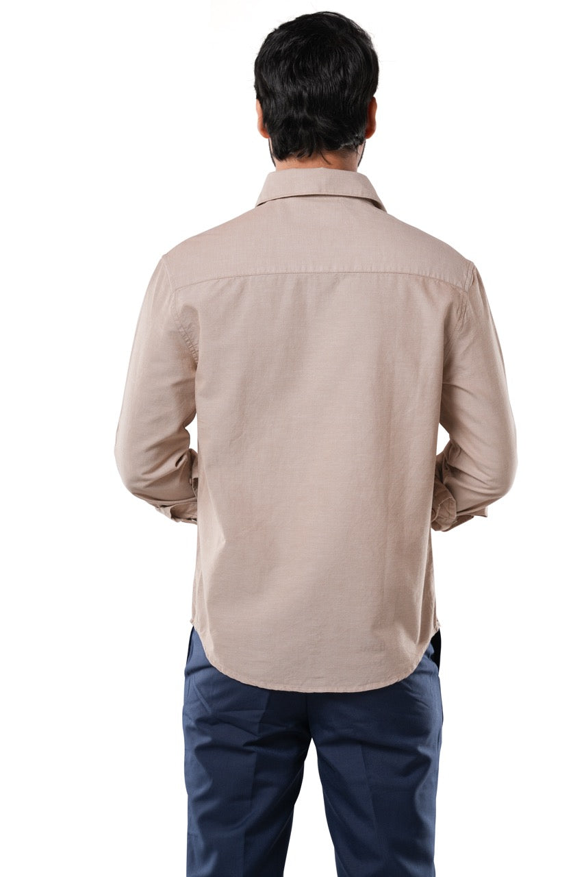 Desert Beige 100% Cotton Oxford Shirt for Men | Tangible Signature Beige Casual Classic Fit