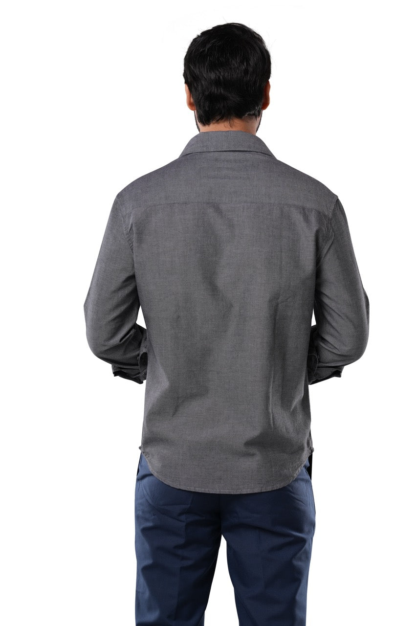 Graphite Black 100% Cotton Oxford Shirt for Men | Tangible Signature Casual Classic Fit