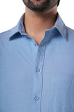 Coastal Blue 100% Cotton Oxford Shirt for Men | Tangible Signature Blue Casual Classic Fit