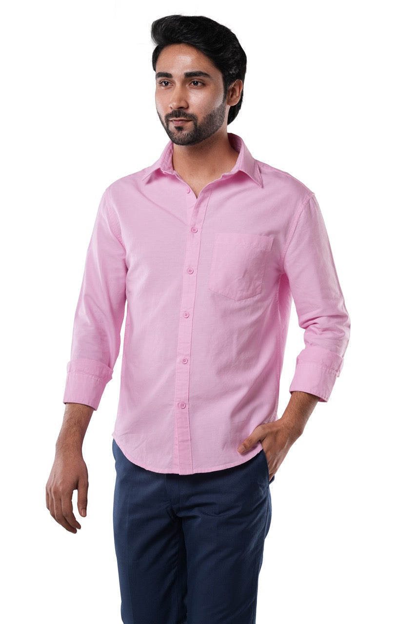 Rose Mist 100% Cotton Oxford Shirt for Men | Tangible Signature Rose Casual Classic Fit