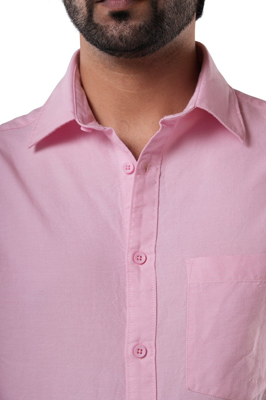 Rose Mist 100% Cotton Oxford Shirt for Men | Tangible Signature Rose Casual Classic Fit