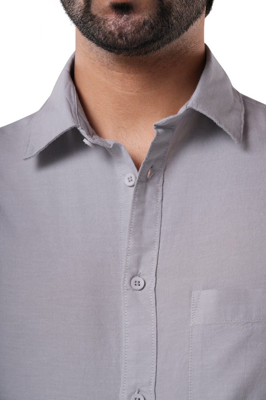 Steel Grey 100% Cotton Oxford Shirt for Men | Tangible Signature Grey Casual Classic Fit