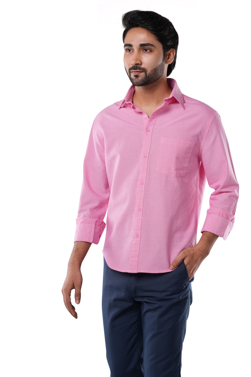 Coral Depth 100% Cotton Oxford Shirt for Men | Tangible Signature Red Pink Casual Classic Fit