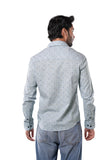 Mist Blue 100% Cotton Grid Print Shirt for Men | Tangible Artisan Slub Casual Classic Fit