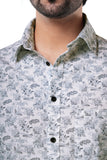 Porcelain White 100% Cotton Floral Print Shirt for Men | Tangible Vintage White floral shirt for men