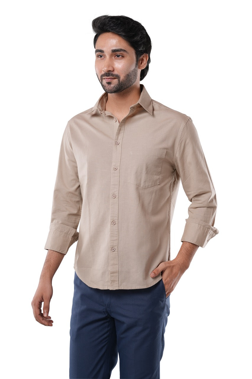Sand Dune 100% Slub Cotton Shirt for Men | Tangible Sand Dune Cotton Casual Classic Fit Shirt