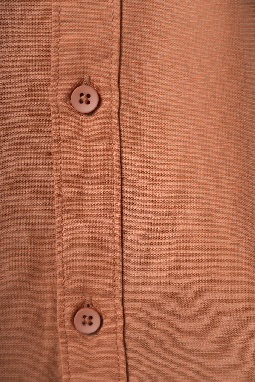 Amber Brown 100% Slub Cotton Shirt for Men | Tangible Pure Cotton Casual Classic Fit Shirt