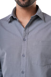 Smoke Grey 100% Slub Grey Cotton Shirt for Men | Tangible Casual Grey Cotton Classic Fit Shirt